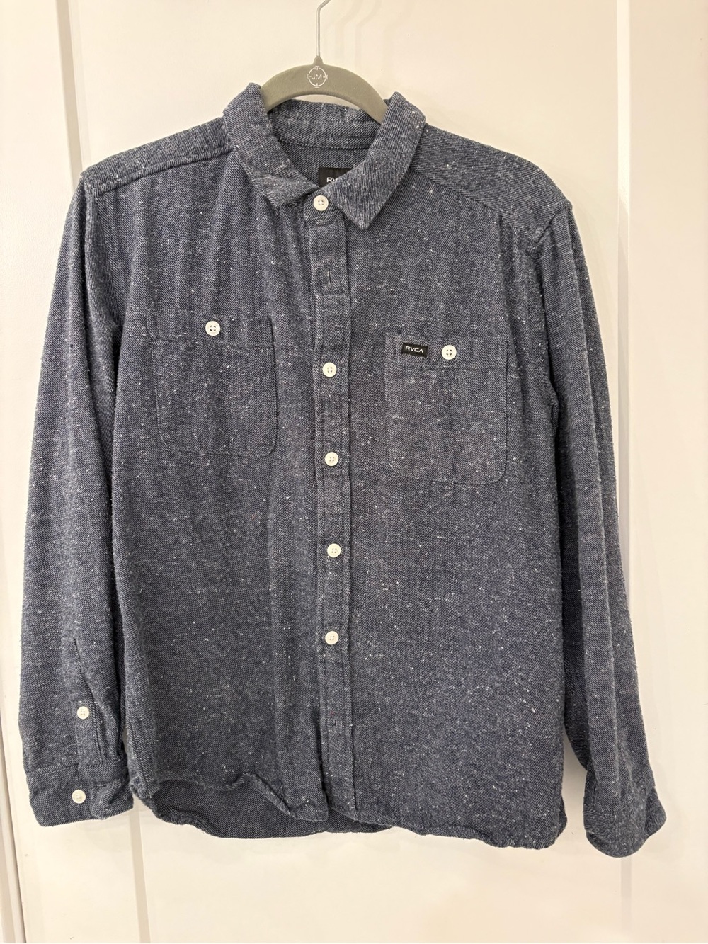 RVCA Men's Speckled Navy Button-Down Shirt Size Medium - Picture 1 of 6